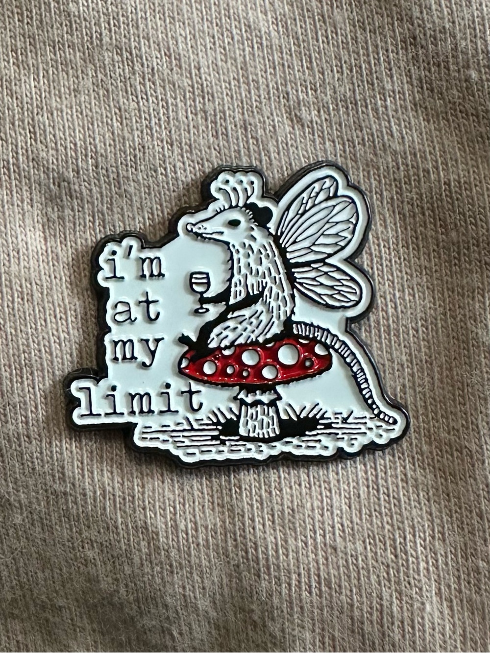Enamel Pin - 'I'm At My Limit' Mouse on Red Mushroom
